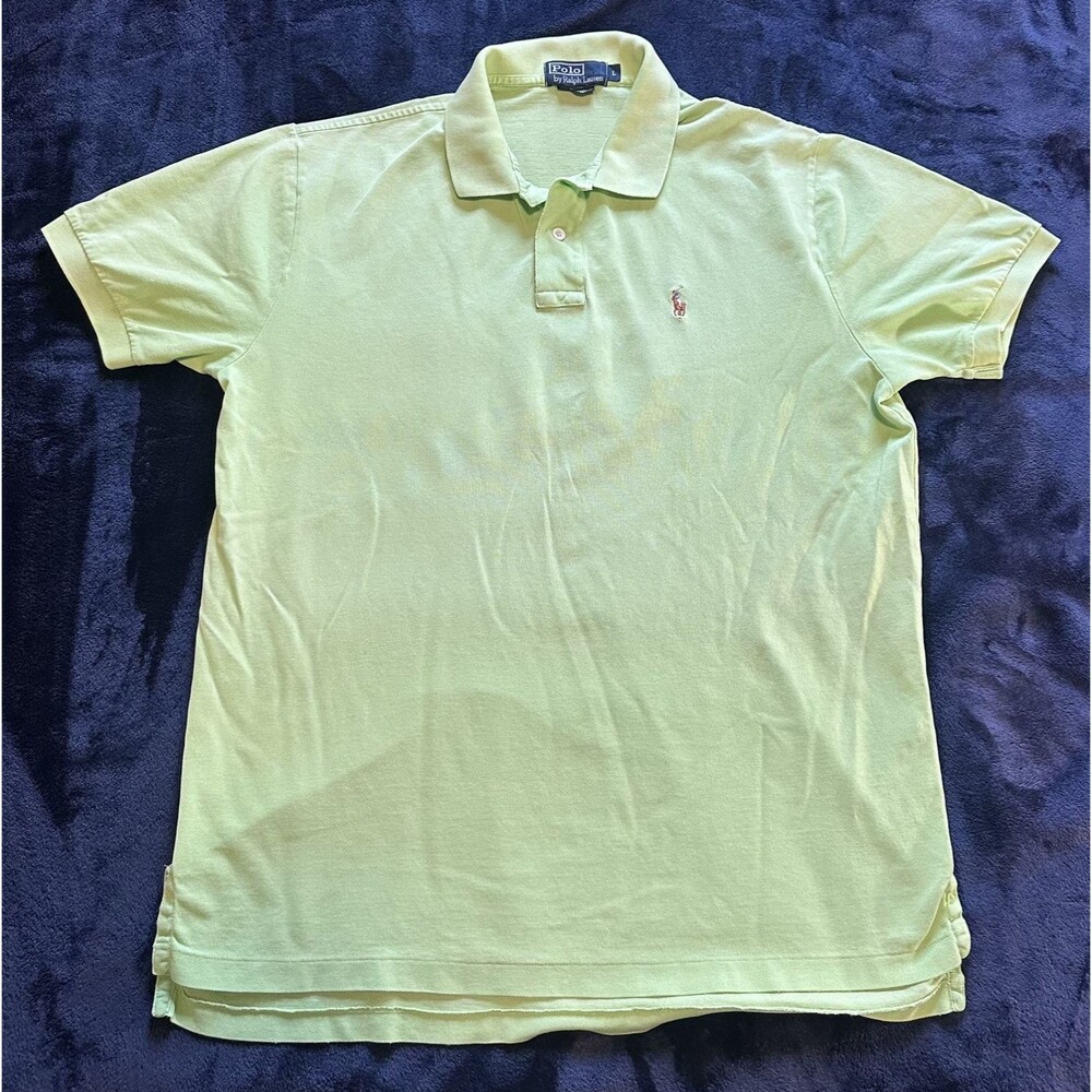 Polo Ralph Lauren Polo Shirt Men's L Lime Green Flesh Pony Pima Cotton